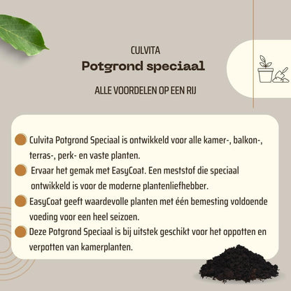 Culvita – Spezial-Blumenerde mit Nährstoffen für 6 Monate, 40 Liter – Premium-Erde für Zimmer- und Gartenpflanzen – inklusive EasyCoat-Pflanzendünger